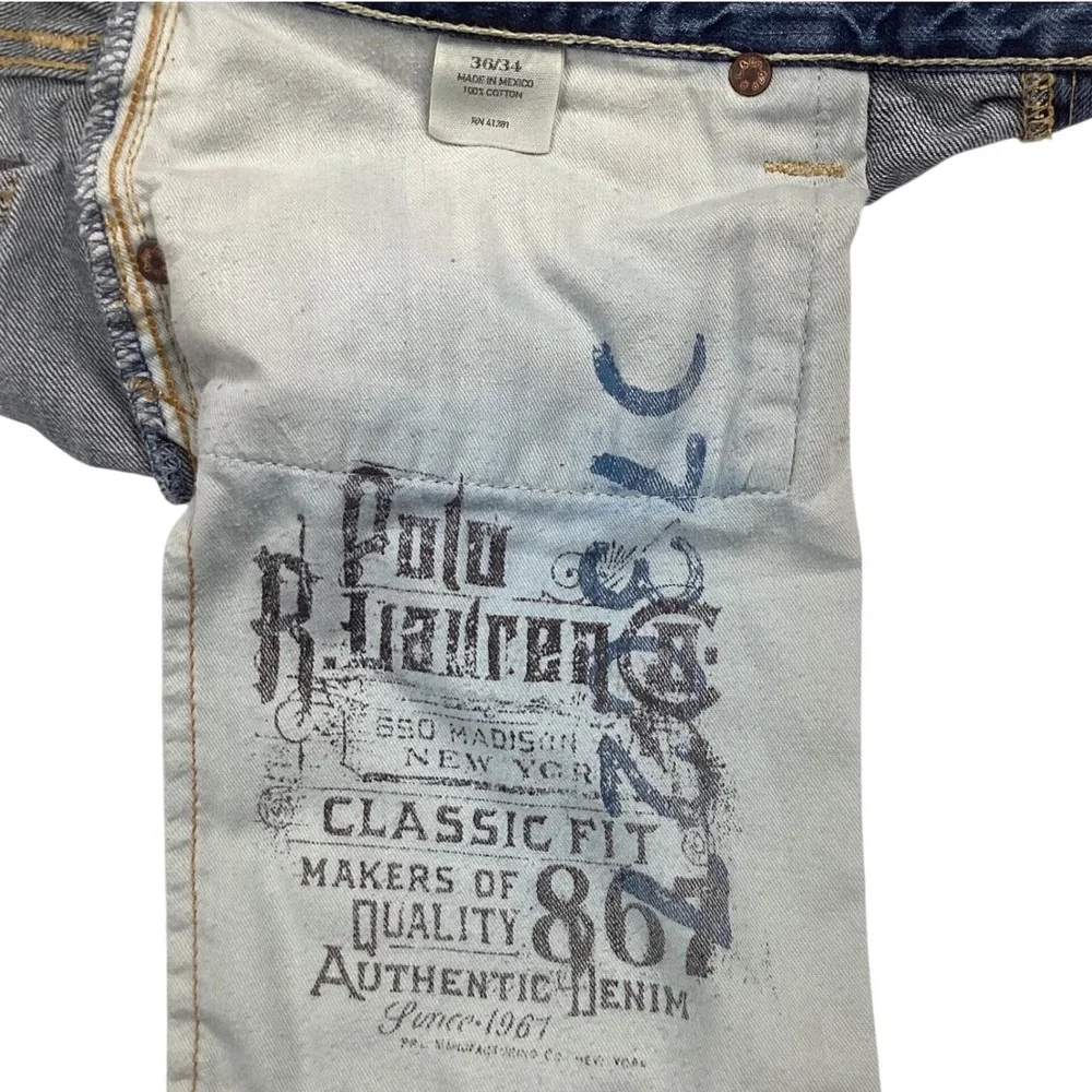Polo Ralph Lauren classic fit jeans mens blue denim 36x34 straight leg‎